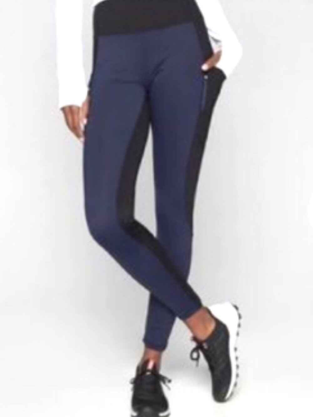 Athleta Womens Sz S High Traverse Tight Legging Pockets Navy Blue Black Stretch